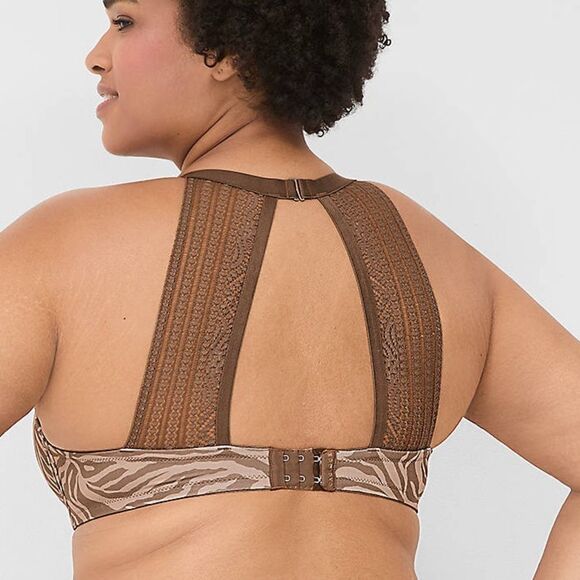 🖤 Cacique Boost Plunge Bra | Size 44D | Zebra Print with Lace Racerback EUC - Picture 2 of 10